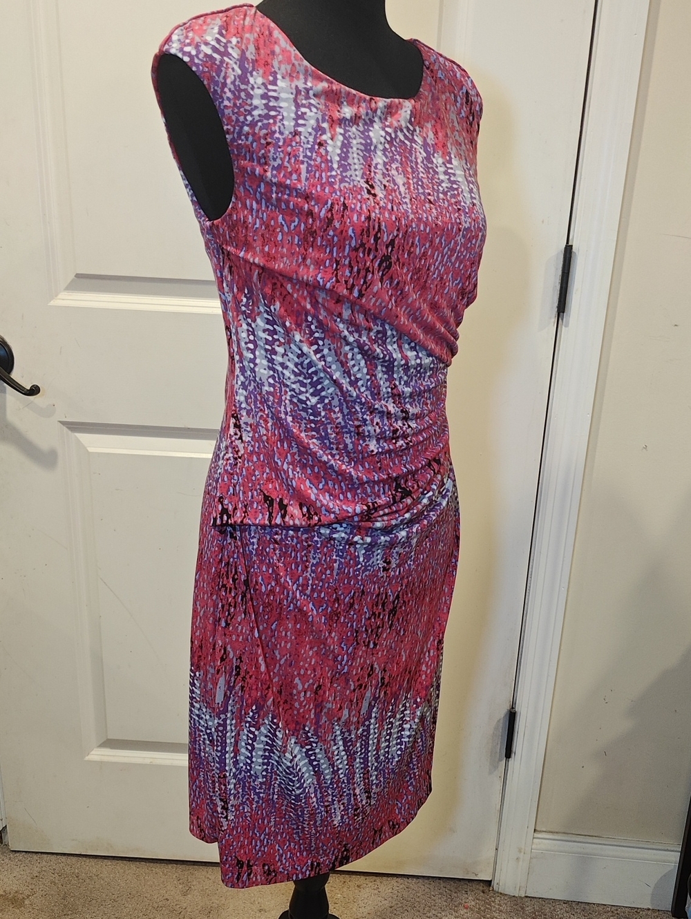 Cato Pink and Purple Patterned Sleeveless Dress Rushing